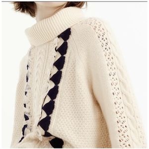 J. Crew Ruffle Front Cable Knit Turtleneck Sweater XS